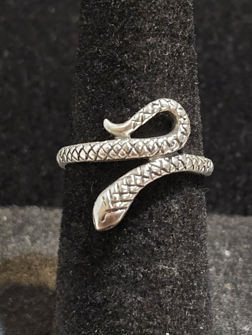 Adjustable Size 4-5 Sterling Silver Snake Design Ring 925